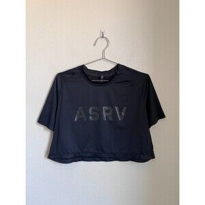 ASRV Women's AeroSilver Logo Cropped Tee in Black Size MEDIUM